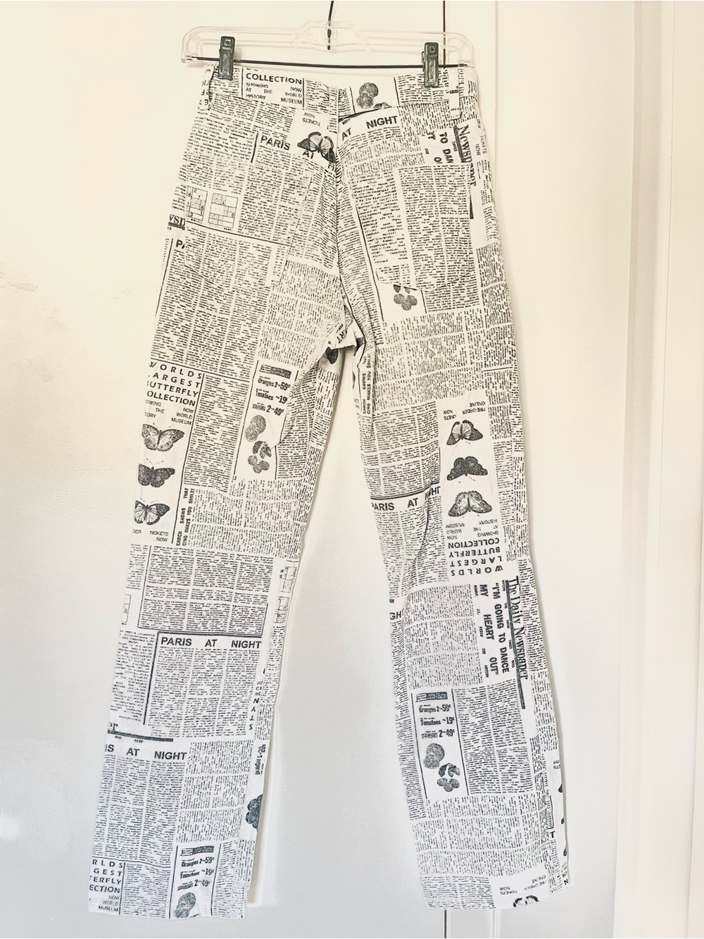 Zara Newsprint High-rise Straight Leg Denim Pants